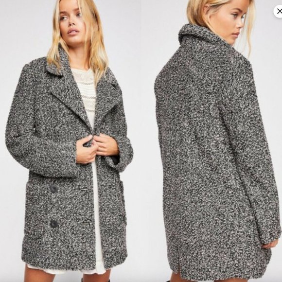 Free People Jackets & Blazers - Free People On the Run Peacoat Black and White Marled Coat Size XS